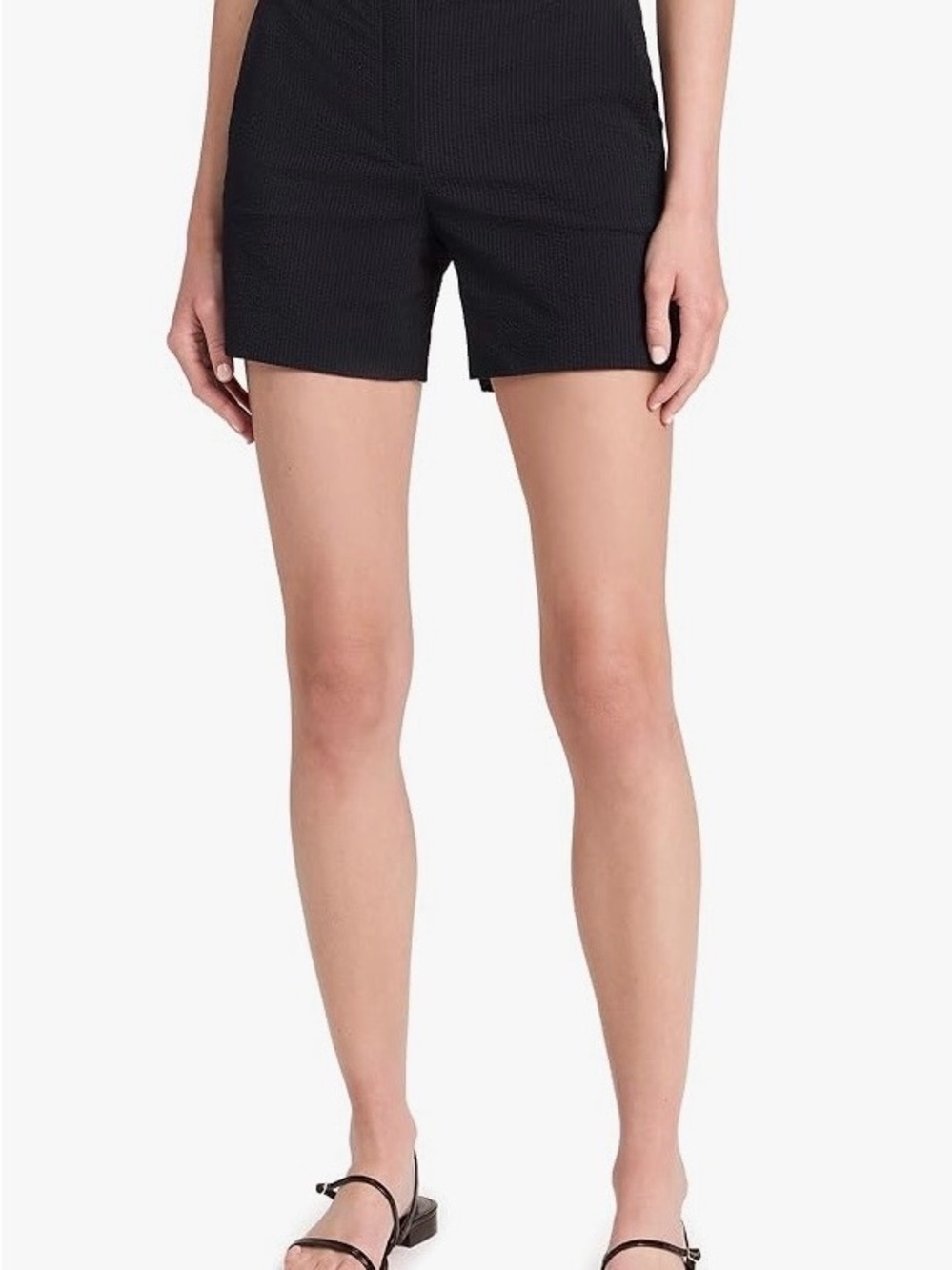 Theory Waist Tab Shorts Womens Size 6 Navy Cotton Blend Side Zip Casual Summer